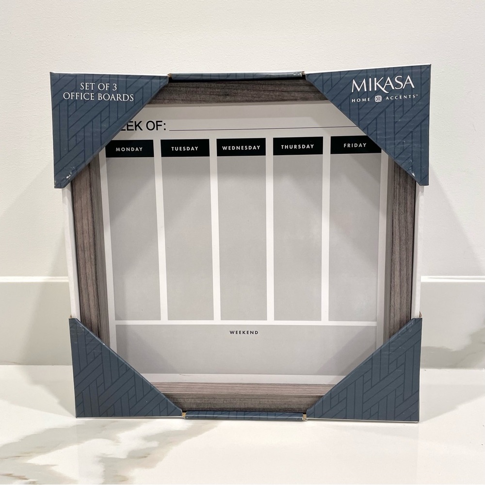 NEW Mikasa Home Accents Set of 3 Grey Framed Office Boards